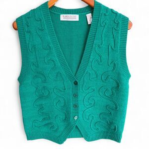 Vintage Karen Scott green vest sweater size PS